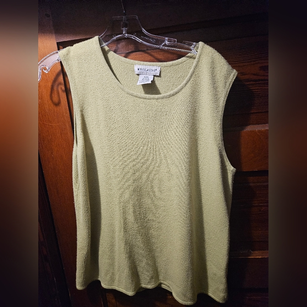 Vintage Y2K White Stag Light Green Sweater Tank Top